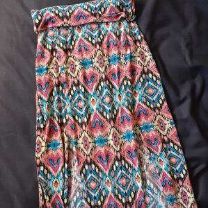 Boho Sarape Print Maxi Skirt